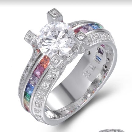 SJ51526, Ladies' Moissanite Ring, S925, Rhodium Plated, White, 6.82g