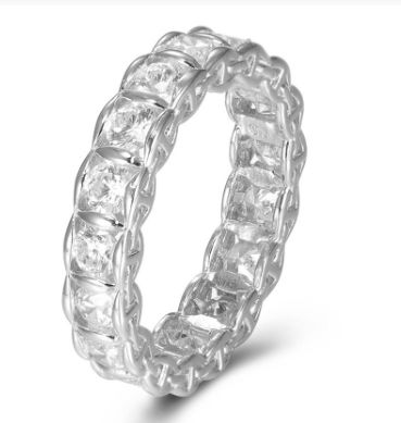 SJ50722, Ladies' Moissanite Ring, S925, Rhodium Plated, White, 3.61g