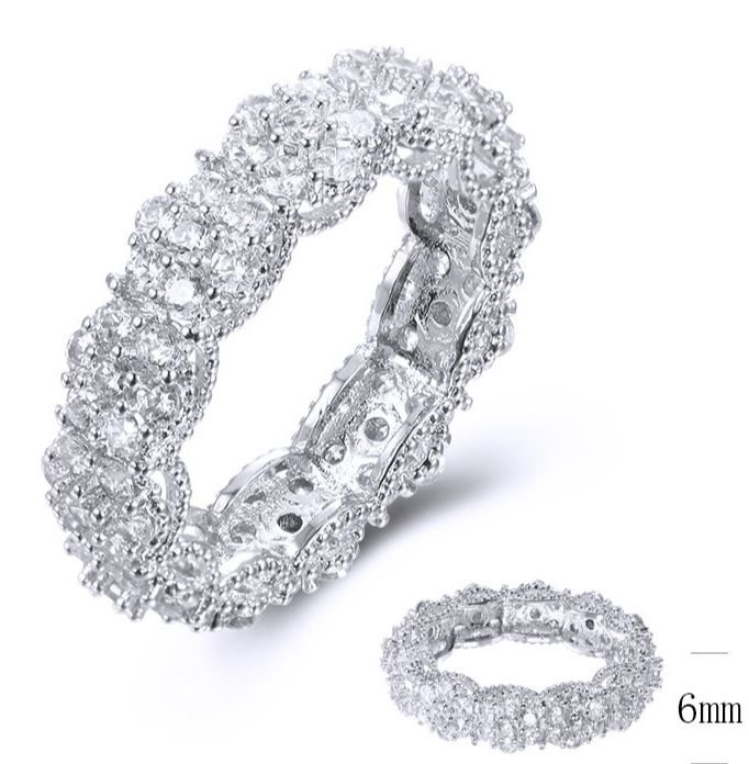 SJ37777, Ladies' Moissanite Ring, S925, Rhodium Plated, White, 4.63g