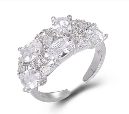SJ47685, Ladies' Moissanite Ring, S925, Rhodium Plated, White, 3.35g