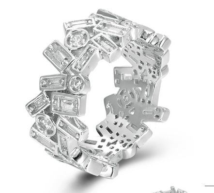SJ45200, Ladies' Moissanite Ring, S925, Rhodium Plated, White, 5.01g
