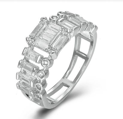 SJ44777, Ladies' Moissanite Ring, S925, Rhodium Plated, White, 2.87g