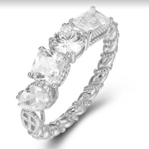 SJ52631, Ladies' Moissanite Ring, S925, Rhodium Plated, White, 2.8g