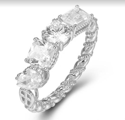 SJ52631, Ladies' Moissanite Ring, S925, Rhodium Plated, White, 2.8g