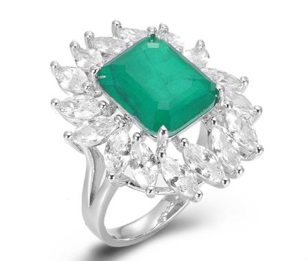 SJ45487, Ladies' Moissanite Ring, S925, Rhodium Plated, White, 6.7g
