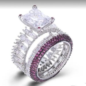 SJ46264-C, Ladies' Moissanite Ring, S925, Rhodium + Black Rhodium Plated, Silver, 9.42g