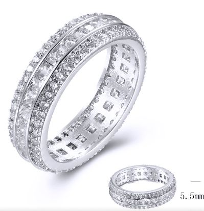 SJ38756, Ladies' Moissanite Ring, S925, Rhodium Plated, White, 3.85g