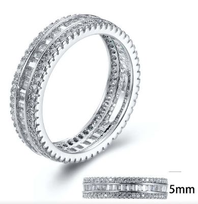 SJ27348, Ladies' Moissanite Ring, S925, Rhodium Plated, White, 2.95g