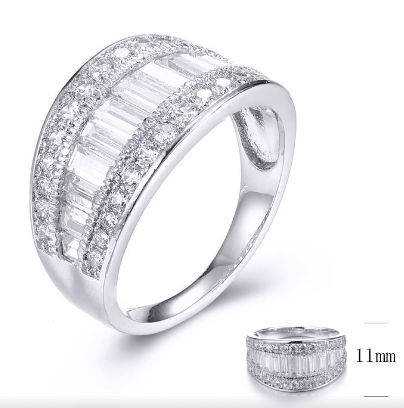 SJ31793, Ladies' Moissanite Ring, S925, Rhodium Plated, White, 3.91g