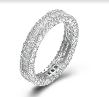 SJ44779, Ladies' Moissanite Ring, S925, Rhodium Plated, White, 3.67g