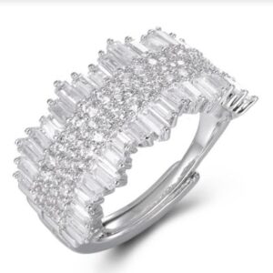 SJ51225, Ladies' Moissanite Ring, S925, Rhodium Plated, White, 4.37g