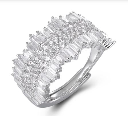 SJ51225, Ladies' Moissanite Ring, S925, Rhodium Plated, White, 4.37g