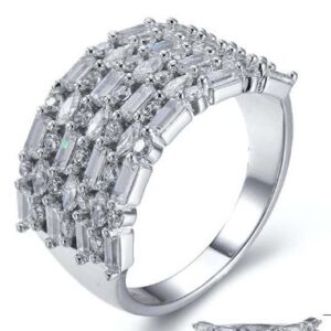 SJ27001, Ladies' Moissanite Ring, S925, Rhodium Plated, White, 4.82g