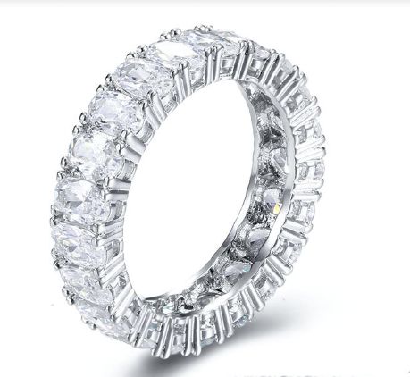 SJ30423, Ladies' Moissanite Ring, S925, Rhodium Plated, White, 3.93g