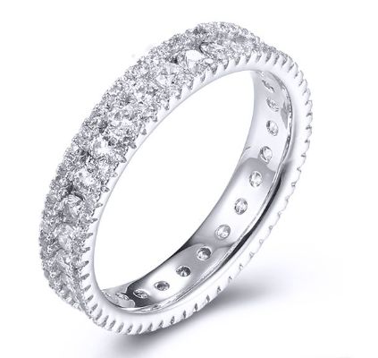 SJ31799, Ladies' Moissanite Ring, S925, Rhodium Plated, White, 2.77g