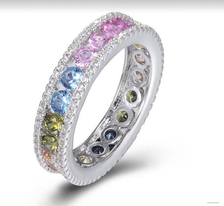 SJ52442, Ladies' Moissanite Ring, S925, Rhodium Plated, White, 3.88g