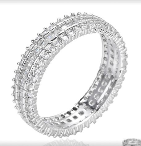 SJ22629, Ladies' Moissanite Ring, S925, Rhodium Plated, White, 2.67g