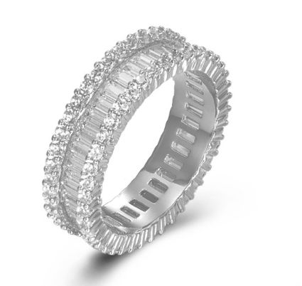 SJ44499, Ladies' Moissanite Ring, S925, Rhodium Plated, White, 4.65g