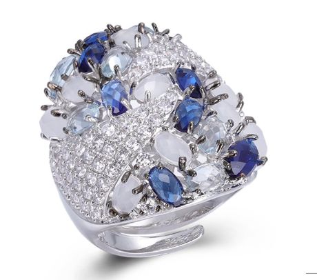 SJ45852, Ladies' Moissanite Ring, S925, Rhodium Plated, White, 12.6g