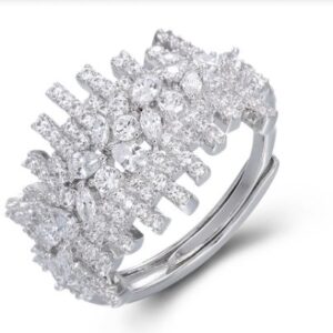 SJ51228, Ladies' Moissanite Ring, S925, Rhodium Plated, White, 4.16g