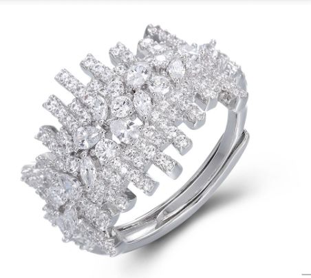 SJ51228, Ladies' Moissanite Ring, S925, Rhodium Plated, White, 4.16g
