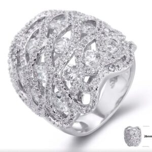 SJ23608, Ladies' Moissanite Ring, S925, Rhodium Plated, White, 11.23g