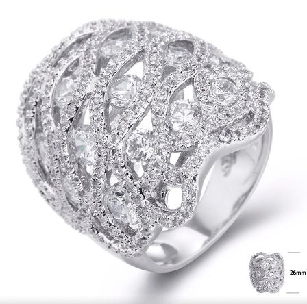 SJ23608, Ladies' Moissanite Ring, S925, Rhodium Plated, White, 11.23g