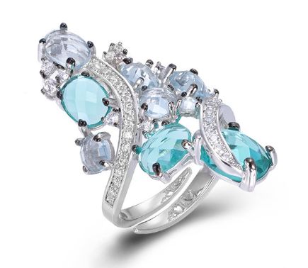 SJ45861, Ladies' Moissanite Ring, S925, Rhodium Plated, White, 7.76g