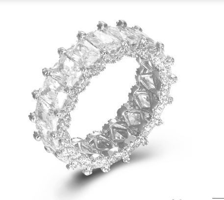 SJ44897, Ladies' Moissanite Ring, S925, Rhodium Plated, White, 7.75g