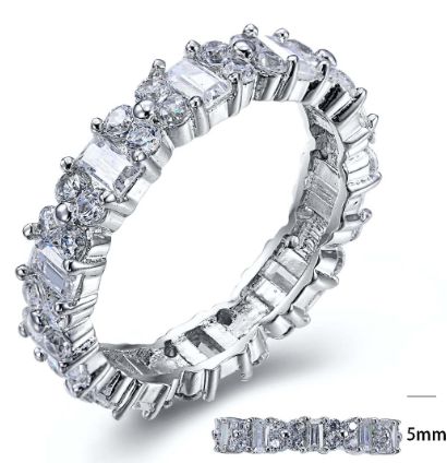 SJ24396, Ladies' Moissanite Ring, S925, Rhodium Plated, White, 3.26g