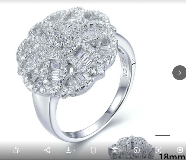 SJ27501, Ladies' Moissanite Ring, S925, Rhodium Plated, White, 6.25g