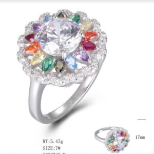 SJ50749, Ladies' Moissanite Ring, S925, Rhodium Plated, White, 5.5g