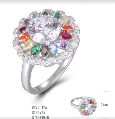 SJ50749, Ladies' Moissanite Ring, S925, Rhodium Plated, White, 5.5g