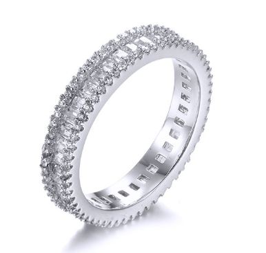 SJ34600, Ladies' Moissanite Ring, S925, Rhodium Plated, White, 2.82g