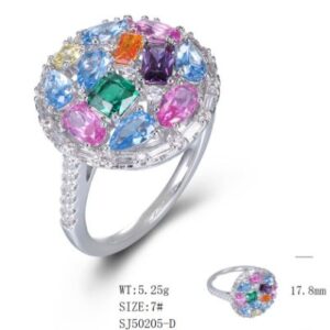 SJ50205, Ladies' Moissanite Ring, S925, Rhodium Plated, White, 5.4g