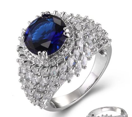 SJ39254, Ladies' Moissanite Ring, S925, Rhodium Plated, White, 8.28g