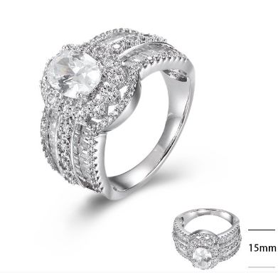 SJ40044, Ladies' Moissanite Ring, S925, Rhodium Plated, White, 5.99g