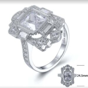 SJ27045, Ladies' Moissanite Ring, S925, Rhodium Plated, White, 6.24g