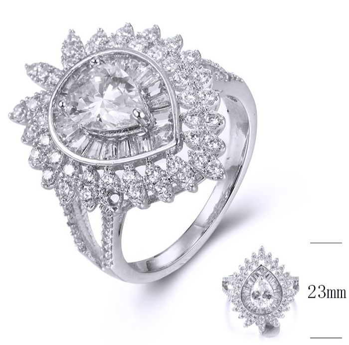 SJ35825, Ladies' Moissanite Ring, S925, Rhodium Plated, White, 4.4g