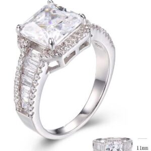 SJ29141, Ladies' Moissanite Ring, S925, Rhodium Plated, White, 4.93g