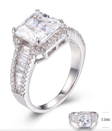 SJ29141, Ladies' Moissanite Ring, S925, Rhodium Plated, White, 4.93g