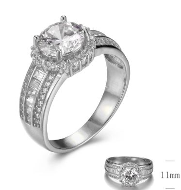 SJ30268, Ladies' Moissanite Ring, S925, Rhodium Plated, White, 4.67g