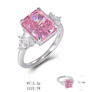 SJ33652, Ladies' Moissanite Ring, S925, Rhodium Plated, White, 3.99g