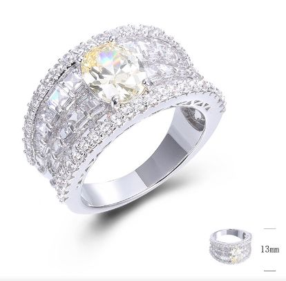 SJ47305, Ladies' Moissanite Ring, S925, Rhodium Plated, White, 7.27g
