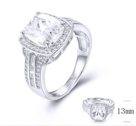 SJ34396, Ladies' Moissanite Ring, S925, Rhodium Plated, White, 4.85g