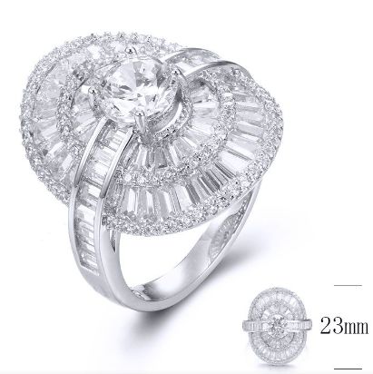 SJ33477, Ladies' Moissanite Ring, S925, Rhodium Plated, White, 5.27g