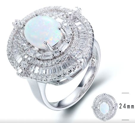 SJ27630, Ladies' Moissanite Ring, S925, Rhodium Plated, White, 9.26g