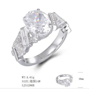 SJ51286, Ladies' Moissanite Ring, S925, Rhodium Plated, White, 4.28g