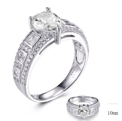 SJ31219, Ladies' Moissanite Ring, S925, Rhodium Plated, White, 4.81g