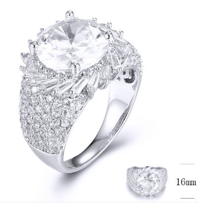 SJ31941, Ladies' Moissanite Ring, S925, Rhodium Plated, White, 6.52g